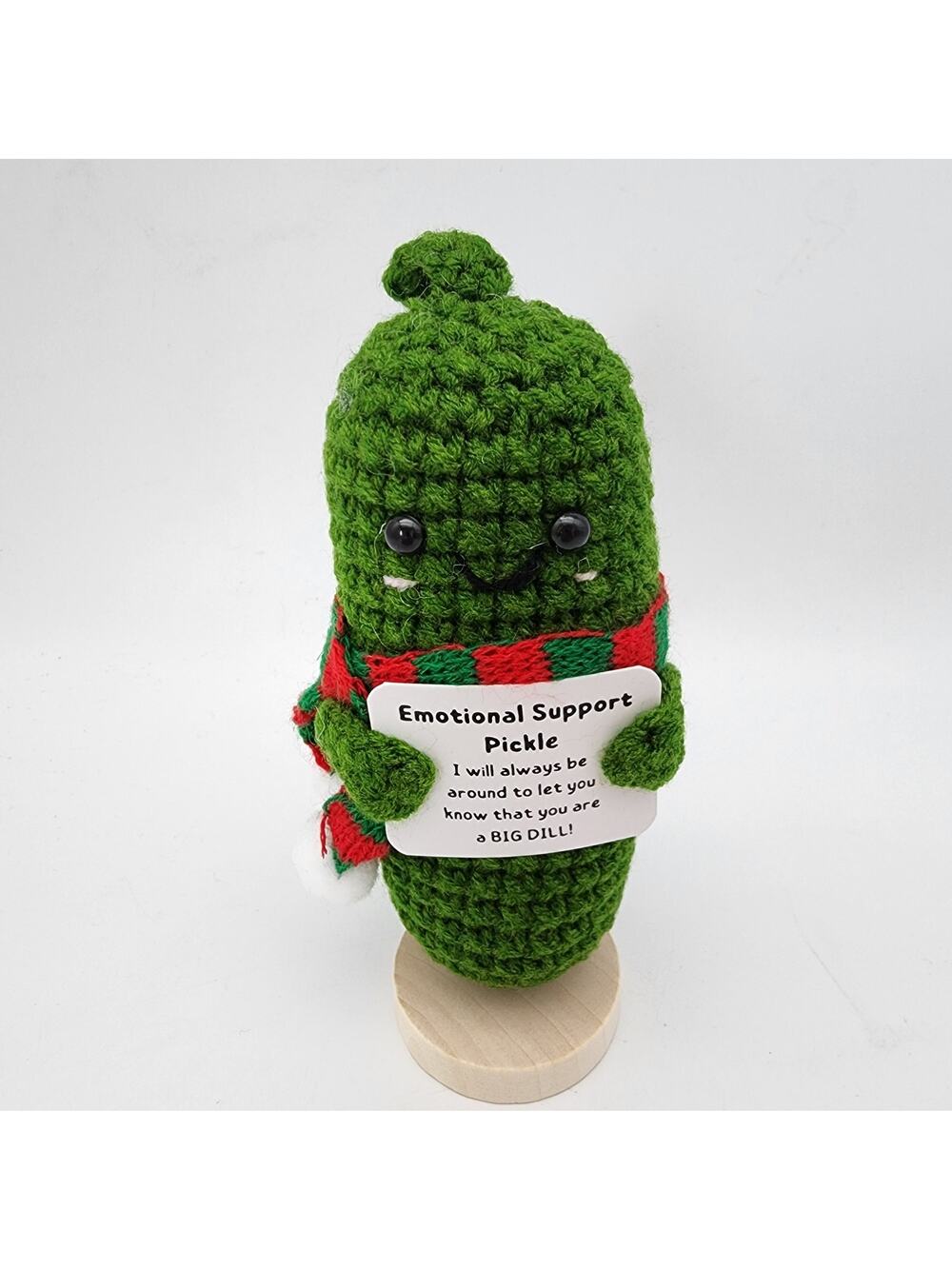 Emotional Support Positive Pickle Cucumber Crochet Big Dill Green Desktop Gift